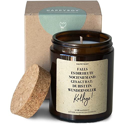 Geschenk Kollege Duftkerze im Glas mit Spruch aus Soja 100% natürlich, handgemacht - nachhaltige persönliche kleine Geschenkidee - Lieblingskollege, bester Kollege, Arbeitskollege Geschenk Kollege Duftkerze im Glas mit Spruch aus Soja 100% natürlich, handgemacht - nachhaltige persönliche kleine Geschenkidee - Lieblingskollege, bester Kollege, Arbeitskollege von Happysoy