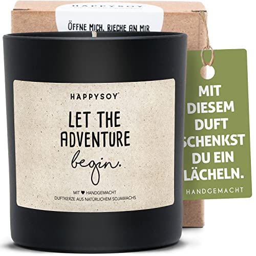 Geschenk für Camper Duftkerze im Glas mit Camping-Spruch aus Soja - natürlich handgemacht - nachhaltige, persönliche Geschenkidee - Kerze für Wohnwagen von Happysoy