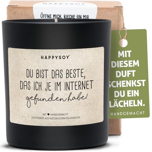 HAPPYSOY Valentinstags-Kerze mit einzigartigem Duft, Valentinstaggeschenk, handgemacht, Geschenk zum Valentinstag mit liebevollem Spruch, Geschenkidee für Frauen & Männer von Happysoy