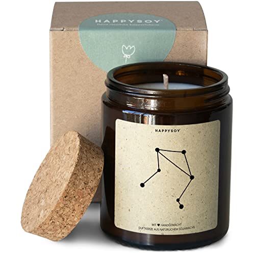 Jungfrau Sternzeichen Duftkerze im Glas mit Spruch - handgemacht - nachhaltiges persönliches Geschenk, liebevolle Geschenkidee zum Geburtstag - Kerze mit Sternbild Himmel, zodiac virgo von Happysoy
