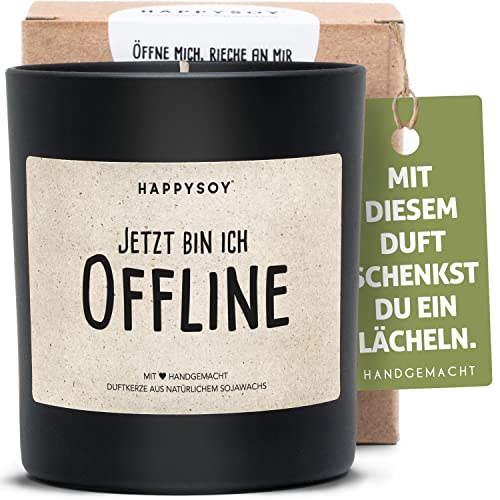 Offline Duftkerze im Glas mit Spruch aus Soja- natürlich handgemacht vegan - nachhaltig persönlich Geschenk Geschenkidee beste Freundin Freund - digital detox Geburtstagsgeschenk Handy weg von Happysoy