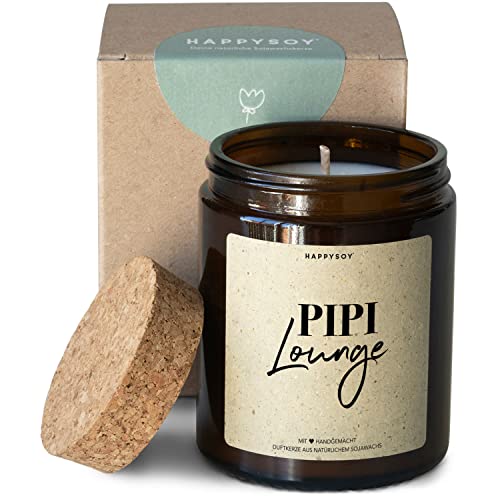 Pipi Lounge Badezimmer Deko - Soja Duftkerze im Glas mit Spruch - natürlich, handgemacht - nachhaltiges kleines persönliches Geschenk Geschenkidee, Klokerze, gemütliches Zuhause von Happysoy