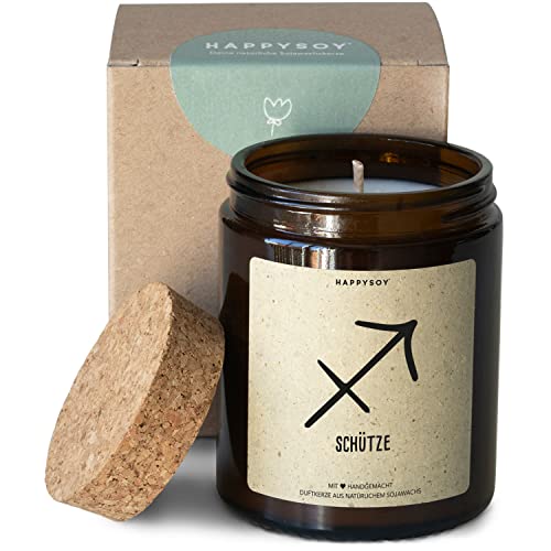 Schütze Sternzeichen Geschenk Duftkerze im Glas mit Spruch - handgemacht - nachhaltiges persönliches Geschenk, liebevolle Geschenkidee zum Geburtstag - Kerze mit Tierkreiszeichen, zodiac sagittarius von Happysoy