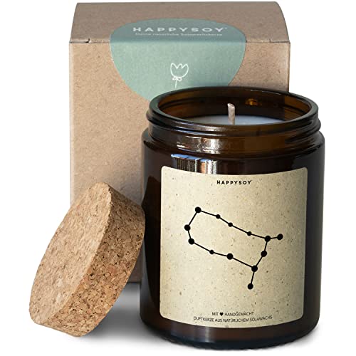 Waage Sternzeichen Geschenk Duftkerze im Glas mit Spruch - handgemacht - nachhaltiges, persönliches Geschenk - liebevolle Geschenkidee zum Geburtstag - Kerze mit Sternbild Himmel, zodiac libra von Happysoy