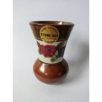Steinzeit Keramik Becher Vase Steinzeug Handbemalt Vintage von HappythingsLT