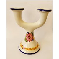 Vintage Doppel-Kerzenhalter Portugal Handarbeit Signiert von HappythingsLT