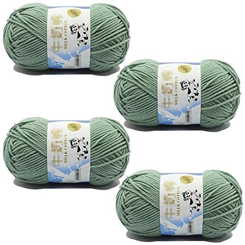 4 Rollen 50g/Rolle Häkelgarn Milch Baumwolle Garn Einfarbig Strickwolle Hand Spinning Faser Wolle Garn Häkelgarn für Handwerk Häkeln Stricken von Happyupcity