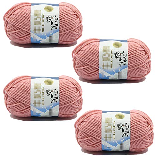 4 Rollen 50g/Rolle Häkelgarn Milch Baumwolle Garn Einfarbig Strickwolle Hand Spinning Faser Wolle Garn Häkelgarn für Handwerk Häkeln Stricken von Happyupcity