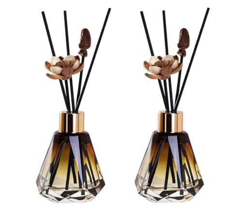 2PCS 60ML/2oz Leerer Diamant geformter Glas Diffuse Flaschengläser Ätherisches Öl Duft Diffusor Set mit Gummistopfen und Golddeckel Aromatherapie Speicher Container Duft Zubehör von Happyupcity