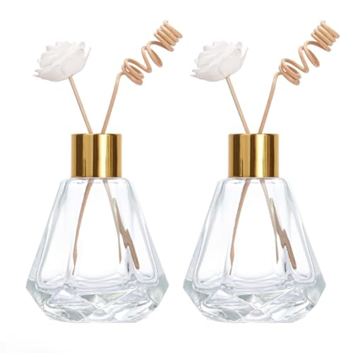 Happyupcity 2PCS 60ML/2oz Leerer Diamant geformter Glas Diffuse Flaschengläser Ätherisches Öl Duft Diffusor Set mit Gummistopfen und Golddeckel Aromatherapie Speicher Container Duft Zubehör Happyupcity 2PCS 60ML/2oz Leerer Diamant geformter Glas Diffuse Flaschengläser Ätherisches Öl Duft Diffusor Set mit Gummistopfen und Golddeckel Aromatherapie Speicher Container Duft Zubehör von Happyupcity
