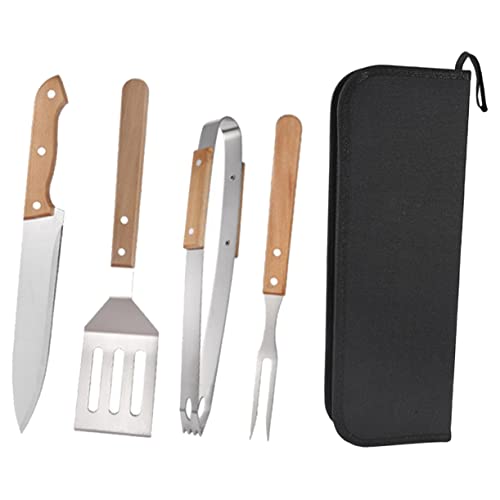 Happyyami 1 Satz Grillmesser Und Gabelwerkzeug Grillwerkzeugset Mit Koffer Grillfleischmesser Grillwerkzeug-Set Grillutensilien Aus Metall Grillschaufeln Camping Grillspatel Rostfreier Stahl von Happyyami