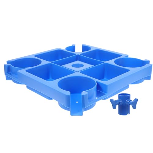 Happyyami 1 Satz Strandkorb-Getränkehalter Picknicktischschirm Tabletttisch für Sonnenschirme am Strand Strandbecherhalter Sand Getränkehalter Tablett Schirmtisch Blue Wiederverwendbar von Happyyami