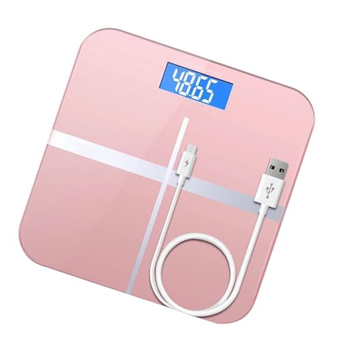Happyyami 1 Stück USB Wiederaufladbare Digitale Personenwaage Roségold Kreative Körperwaage für Erwachsene Praktische Haushaltswaage mit Großem Display von Happyyami