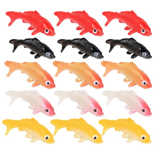 Happyyami 15 Stück Miniatur-Koi-Fische Mini-Goldfisch-Figuren Kleine Fische Feengärten Zubehör Für Möbel Puppenhaus Aquarium-Dekoration L von Happyyami