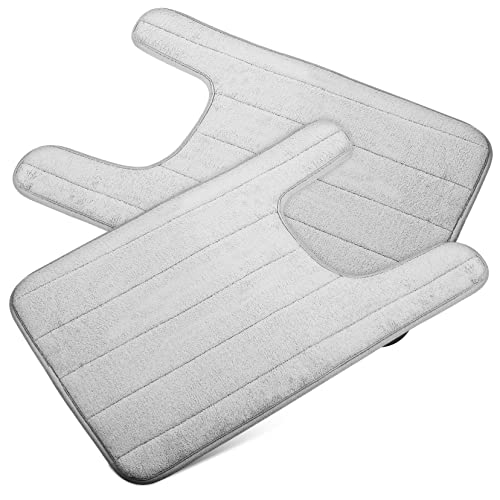 Happyyami 2 Stück U Förmige rutschfeste Badematte Wasserabsorbierende Toilettenteppiche für Badezimmer Pflegeleicht und Langlebig für Bad und Wc von Happyyami