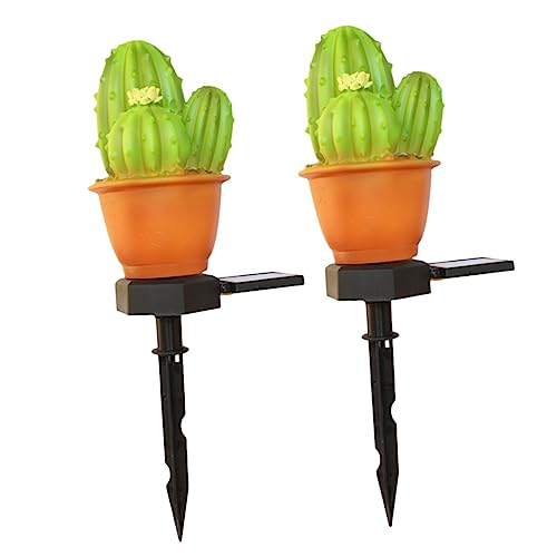 Happyyami 2Stücke Solar Gartenlicht mit Kreativen Kakteen-design Wasserdichte Bodenleuchten für Außenbereiche für Garten von Happyyami