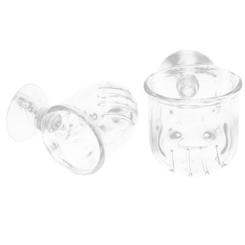 Happyyami 2er-Pack Glas-fischfutterspender Rote Futternäpfe Futterhalter Für Aquarien Futternapf Für Reptilien Mehrzweck-futterversorgung von Happyyami