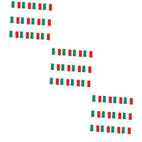 Happyyami Wimpelfahnen 300 Sätze Italien tragbare Mini-Flagge Nationalflaggen mit Stange Mini-Paradefahne handschwenkende Fahnen jubelnde Nationalflaggen Handkurbel Banner Polyester Flagge von Happyyami