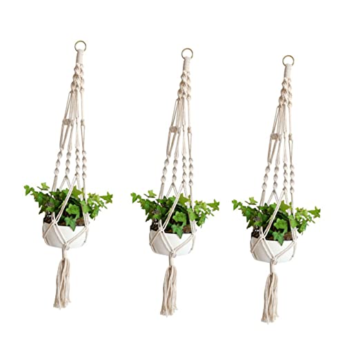 Happyyami Hängende Blumentopf-netztasche 3er-pack Baumwollschnur Blumentopf- Handgefertigtes Pflanzenzubehör für Zuhause von Happyyami
