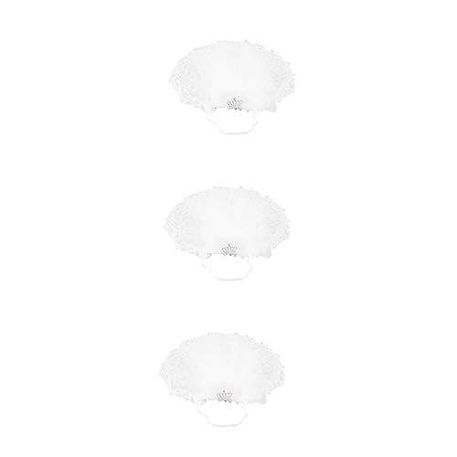 Happyyami 3st Cosplay Kätzchen Brautschleier Kostüme Für Braut Und Bräutigam Für Hunde Braut- Der Hochzeitsschleier Katzen-Halloween-kostüm Tiara Weiß Katze Kopfschmuck Haar von Happyyami