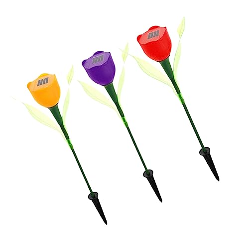 Happyyami 3St Solarbetriebene Tulpenlichter Tulpen-Solarleuchten im Freien Tulpenweglicht solarleuchten für außen Sonnenlicht Solarleuchten für den Garten Außenlicht LED schmücken von Happyyami