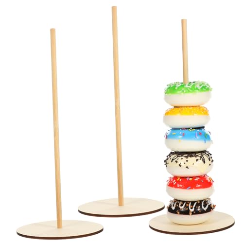 Happyyami 3pcs Holz Donut Stand Donut Halter Bar Dessert Display Halter Rack für Dessert Party Geburtstag Babyparty von Happyyami