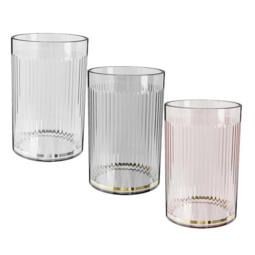 Happyyami 3stücke Wiederverwendbare Zahnbürstenbecher Aus Langlebigem Pet Praktische Mundspül Zahnputzbecher Für Bad Glitzernde Farben Beige Rosé von Happyyami