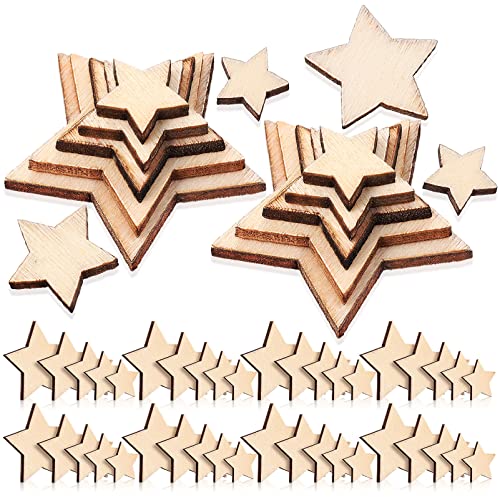 Happyyami 500 Stück Holzsterne Blanko Holzsternscheiben Mini-Sternverzierungen Holzsterne Tischstreuer Holzsternscheiben für Hochzeitshandwerk DIY-Dekoration (1cm+1.5cm+2cm+2.5cm+ 3cm) von Happyyami