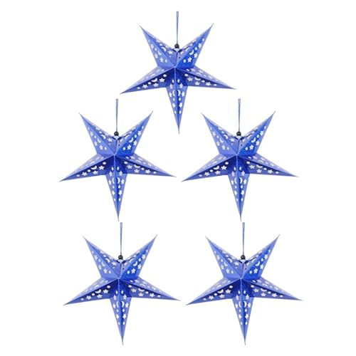 Happyyami 5Stücke Teiliges Blauer Papierstern Lampenschirm Hängende Pentagram Ornament für Hochzeiten Weihnachten und Partydekoration Einfach Zusammenzubauen Geeignet für Lichterketten Happyyami 5Stücke Teiliges Blauer Papierstern Lampenschirm Hängende Pentagram Ornament für Hochzeiten Weihnachten und Partydekoration Einfach Zusammenzubauen Geeignet für Lichterketten von Happyyami