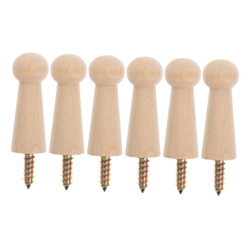 Happyyami 6 Stück Holzhaken Dekorative Wandhaken aus Natürlichem Holz Vielseitig für Mäntel Hüte Handtücher und Taschen Minimalistisch und für Eingangsbereich von Happyyami