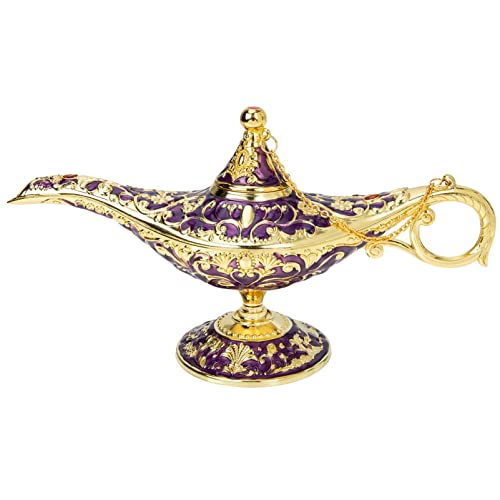 Happyyami Aromatherapie-Lampe Räuchergefäß Zum Sammeln FES Tischkandelaber Vintage Legendenlampe Arabische Nächte Dekorationen Kleine Lampe Violett Adlerholz Kleine Lichter Zinklegierung von Happyyami