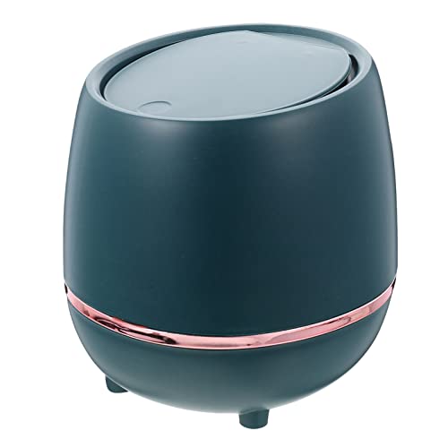 Happyyami Desktop Mülleimer mit Klappdeckel Robuster und Praktischer Abfalleimer Dunkelgrün für für Büro Bad und Jugendzimmer und Wiederverwendbar von Happyyami
