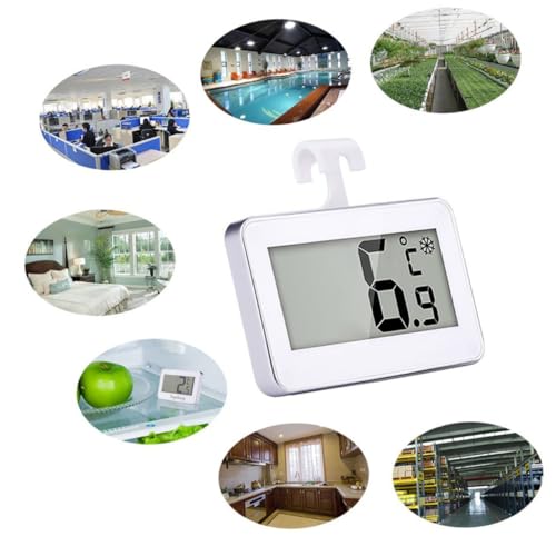 Happyyami Digitales Kühlschrankthermometer mit Magnet Ständer und Haken Großer Lcd-display Temperaturbereich C Weiß Geeignet für Gefrierschrank Kühlschrank und Raumüberwachung von Happyyami