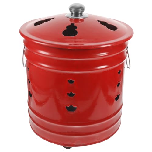 Happyyami Enamel Brenneimer für Geldverbrennung Roter Opferbehälter mit Luftventil für Haus und Gartenanwendungen und Leicht zu Reinigen für Segnungsrituale und Opfergaben von Happyyami