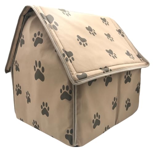 Happyyami Faltbares Hundezelt mit Fußabdruck Muster Gemütliches Haustierzelt mit Kissen Robustes Hundebett für Drinnen und Draußen Wetterfestes Leicht zu Reinigendes Haustierzubehör von Happyyami