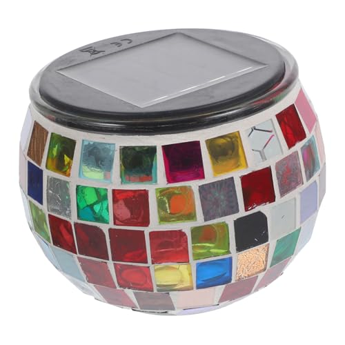 Happyyami Mosaik Licht Abs Mosaik-Lichtdekor Strass-Sandalen Wetterfest Teich Grün led ligts led-light outdoor lights solar leuchte energiespar LED-Gartenleuchte dekorative Solarlampe Glas von Happyyami