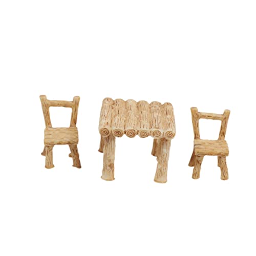 Happyyami Resin Crafts Miniaturen Mini-Tisch Stuhl Möbel Miniatur Gartenornamente Resin Garden Ornament Kit Bastelminiaturen Gartentische Stühle Dekormodell Spielzeugzimmerstuhl 1 Set von Happyyami