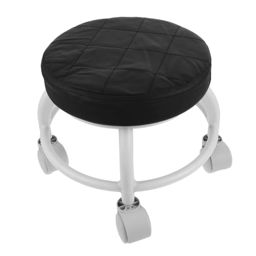 Happyyami Sitzhocker Shop-Hocker Spa-Stuhl Drehhocker Drehstuhl Salonhocker Schreibtischhocker Hocker mit Rädern Garagenhocker Rollhocker Zeichenstuhl Stühle Plastik Black von Happyyami
