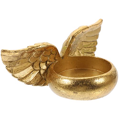 Happyyami Tischständer Teelichthalter Tischdeko Engelsflügel Kerzenhalter Gebet Teelicht Kerzenhalter Engelsflügel Hochzeitsfeier Bankett Dekoration (Golden) Dessertgläser Teelichtgläser von Happyyami