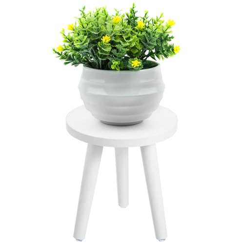 Happyyami Topfregal Aus Holz Weißer Pflanzgefäß-Präsentationsständer 22 cm Blumentopfhocker Pflanzgefäßständer von Happyyami