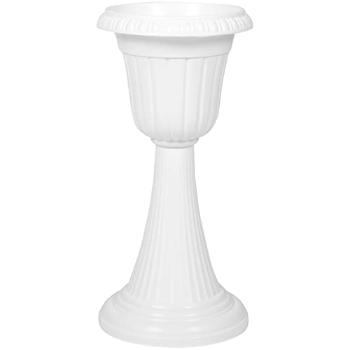 Happyyami Vintage Blumentopf Amphore Blumenvase Pflanzpokal Blumenspindel Blumenständer Blumensäule Deko Vase Trophäe Römischer Topf Pflanz Pokal Rustik Antik Garten Hochzeit Dekoration Weiß von Happyyami