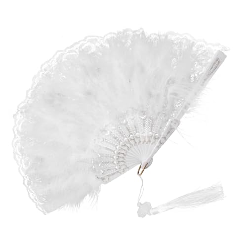 Happyyami Vintage Faltbarer Spitzen-handfächer Damen Federfächer mit Tanzfunktion Leicht und Kompakt als Brautfächer und Sommer-accessoire Elegant und Einfach zu Bedienen Happyyami Vintage Faltbarer Spitzen-handfächer Damen Federfächer mit Tanzfunktion Leicht und Kompakt als Brautfächer und Sommer-accessoire Elegant und Einfach zu Bedienen von Happyyami