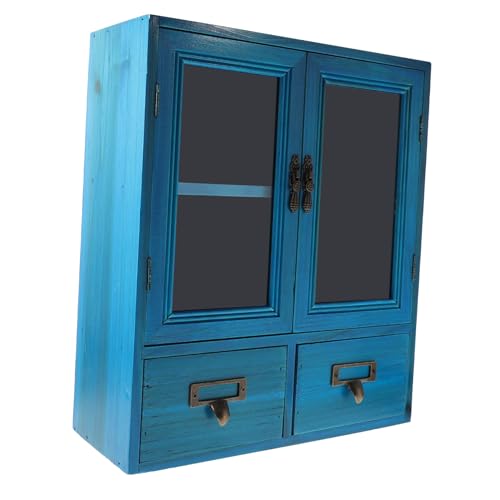 Happyyami Vintage Holz Wandschrank mit Doppeltüren Multifunktionale Aufbewahrungslösung für Badezimmer und Wohnzimmer für Schmuck und Kleine Gegenstände Rustikales Design von Happyyami