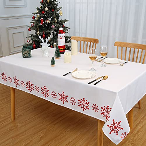 Hapterouse Weihnachtstischdecke Weiß Weihnachts Abwaschbare Tischdecken Wasserabweisend 137x274cm Rechteckige Tischtuch aus Polyester mit Schneeflocken für Party Geburtstag Dekoration Hapterouse Weihnachtstischdecke Weiß Weihnachts Abwaschbare Tischdecken Wasserabweisend 137x274cm Rechteckige Tischtuch aus Polyester mit Schneeflocken für Party Geburtstag Dekoration von Hapterouse