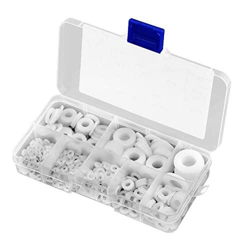 Haptufer 500 Stück weiße Nylon-Unterlegscheiben-Dichtungsset M2 M2,5 M3M4M5 M6 M8 M10 Kunststoff-Dichtungsringe Sortiment Kit Befestigungs-Ersatzteile von Haptufer