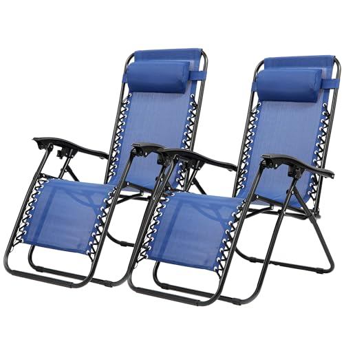 Haquatisol Set mit 2 Liegestühlen mit Kissen und Getränkehaltern, zusammenklappbarer Liegestuhl, 8-stufig verstellbare Position, tragbar für den Außenbereich, Terrassenstühle, 150 kg Tragkraft von Haquatisol