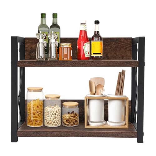 HarBin-Star 2 Stufiger Küchenregal, Regal Küche Arbeitsplatte, Standregal Geeignet für Küche, Wohnzimmer, Büro, 30 x 15.75 x 26.42cm von HarBin-Star