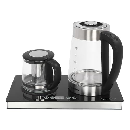HarBin-Star Glas Wasserkocher, Leistungsstarker, Wasserkocher mit Automatischer Abschaltung, Elektrischer Wasserkocher mit Kleine Teekanne, 2.5L+1L, 1800W, Schnelles Aufheizen von HarBin-Star