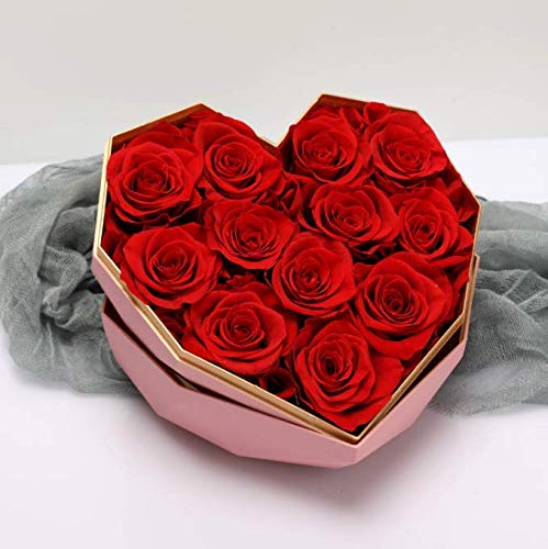 HarFri Premium Rosenbox Herz bis 3 Jahre Haltbar Flowerbox mit konservierten Rosen Blumenbox (Rosa Herz) von HarFri