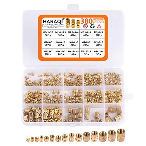 380 Stück Gewindeeinsatz M2 M2.5 M3 M4 M5 M6 Metrische Weibliche Thread Brass Knurled Threaded Insert Embedment Nuts assortment Kit für Kunststoffteile 3D Druckteile durch Ultraschall Warmeinbettung 380 Stück Gewindeeinsatz M2 M2.5 M3 M4 M5 M6 Metrische Weibliche Thread Brass Knurled Threaded Insert Embedment Nuts assortment Kit für Kunststoffteile 3D Druckteile durch Ultraschall Warmeinbettung von Haraqi